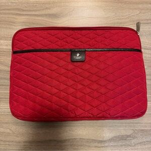 Red Quilted Laptop Sleeve by Knomo London